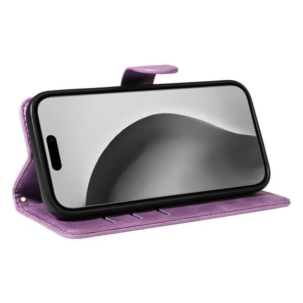 Plånboksfodral - ANNORLUNDA - iPhone 16 Pro Max - PU-läder - Lila - Stötsäker med stöd