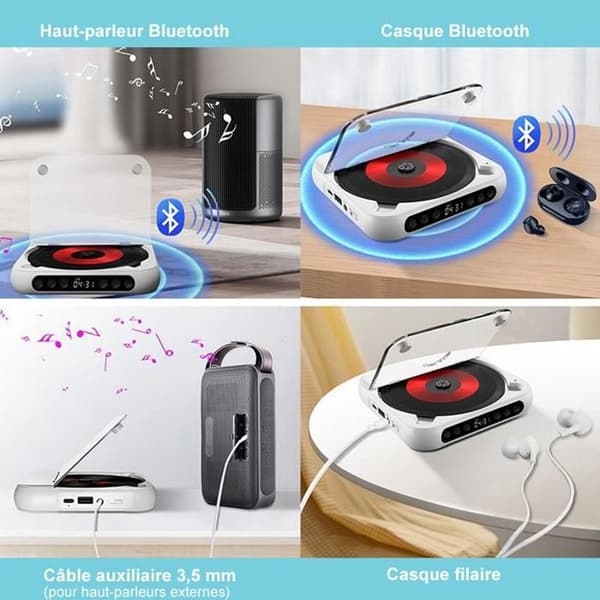 CD-spelare - BYTELIKE - Ultrafin & Lätt - Bluetooth 5.3 - Batteri 2000mAh - Rosa