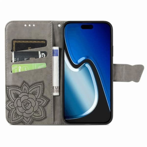 iPhone 15 Plus Etui - ANDERLEDES - Stort sommerfuglemønster - PU-læder - Magnetlukning - Blød