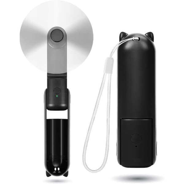 Bærbar ventilator - ANDERLEDES - Genopladelig mini ventilator - 3 hastigheder - Stille - Sort