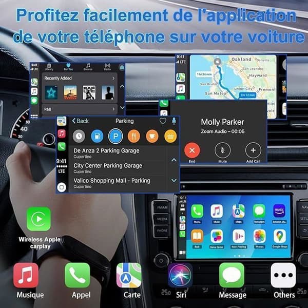 Trådlös CarPlay-adapter - ANNORLUNDA - Kompatibel med iOS/Android - Bluetooth 5.0 - USB-C/Typ-C - Bilar 2016+