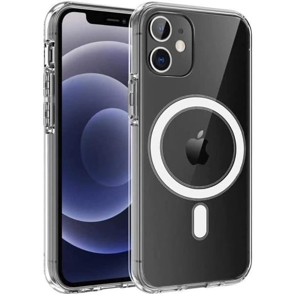 Telefoncover - Phonillico - iPhone 12 - Transparent Silikone - Magnetisk Cirkel - Solid Beskyttelse