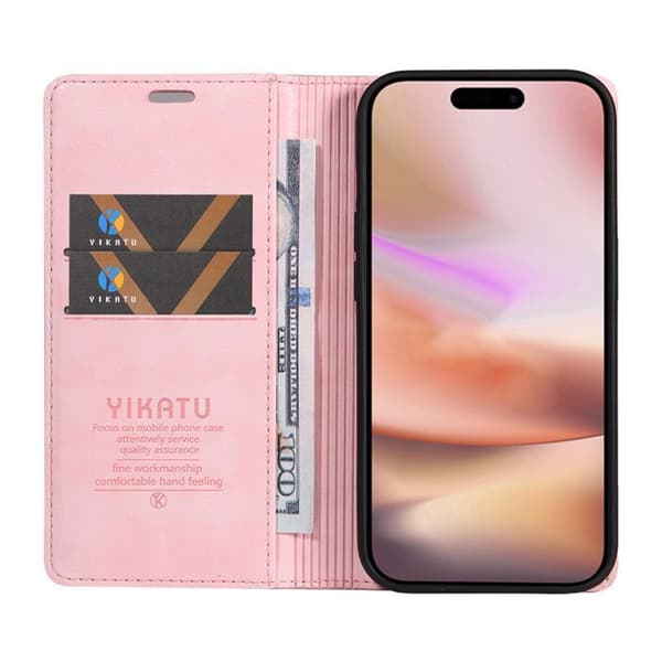 Mobilfodral - ANNORLUNDA - iPhone 16 Plus - PU-läder - Stötsäker - Rosa
