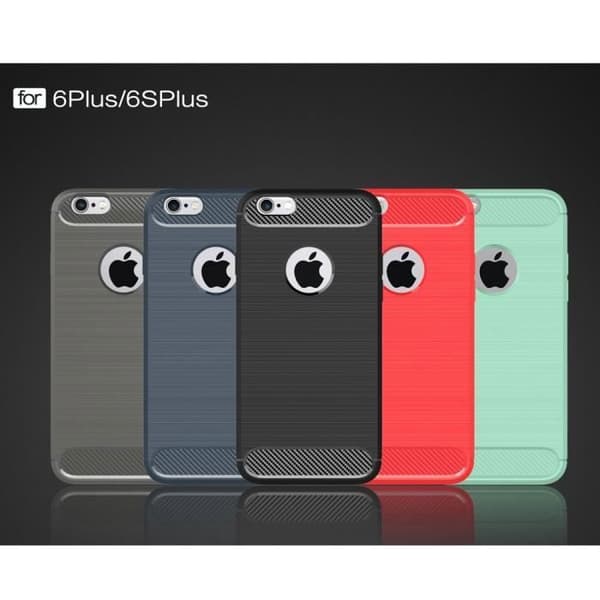 Mobilskal - ANNORLUNDA - iPhone 6s Plus / 6 Plus - TPU Kolfiber - Röd - Mjuk