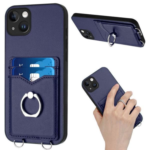 Mobilskal - ANNORLUNDA - iPhone 15 Plus / 14+ - Stötsäker - Ringstöd - Kortfack