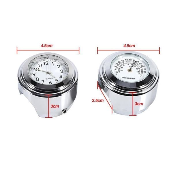 Motorcykelstyre klocka 7-8" 1" Styre Dashboard vit & Termometer STYRE