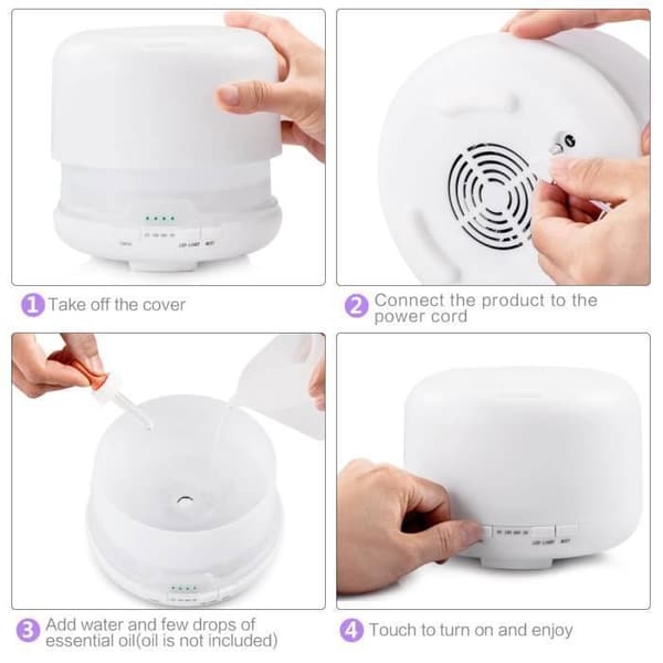 Æterisk olie diffuser - ANDERLEDES - Ultralyd - 500 ml - 7 LED - Stille