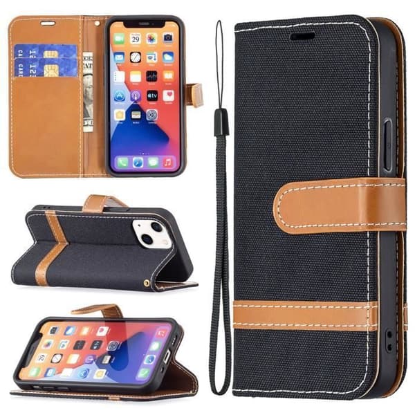 iPhone 13 mini Cover - ANDERLEDES - PU Læder - Sort - Magnetisk - Blød