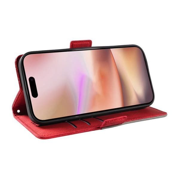 Etui med Klap - ANDERLEDES - iPhone 16 Plus - PU Læder - Magnetlukning - Rød