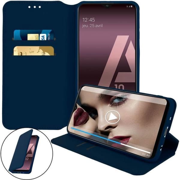 Hus - ANDERLEDES - Samsung Galaxy A10 - Øko-læder - Støttefunktion - Mørkeblå