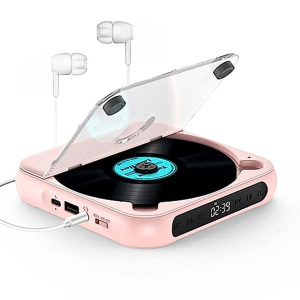 CD-spelare - BYTELIKE - Ultrafin & Lätt - Bluetooth 5.3 - Batteri 2000mAh - Rosa