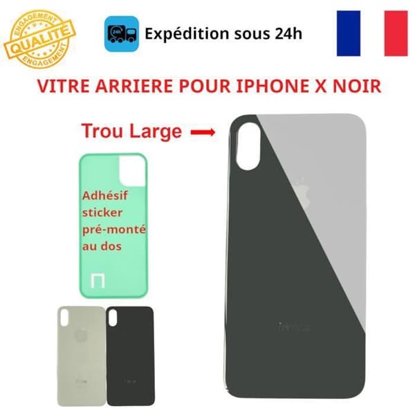 BAGGLAS TILBEHØR TIL IPHONE X SORT KLÆBEMATERIALE STORT HUL RESERVEDELE TIL TELEFON