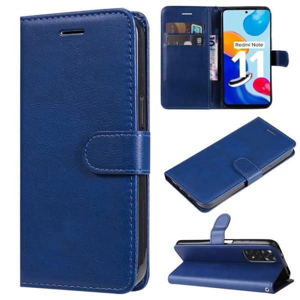 Fodral Etui - ANNORLUNDA - Xiaomi Redmi Note 11-11S - PU Läder - TPU Stötsäker - Blå