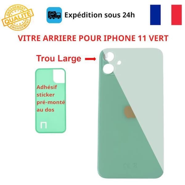 BAGGLAS TILBEHØR TIL IPHONE 11 GRØN KLÆBEMIDDEL STORT HUL RESERVEDELE TIL TELEFON