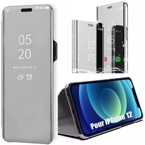Skyddsskal - E.F.CONNECTION - iPhone 12 - Spegeleffekt - Silver - Heltäckande skydd