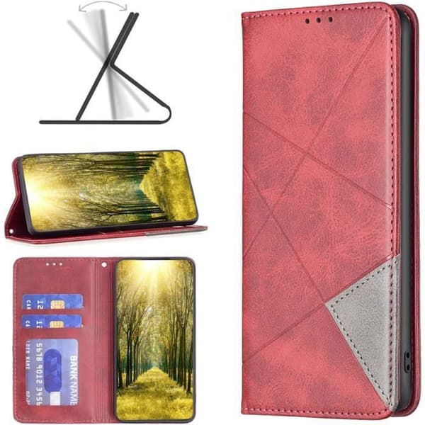 Coque - ANDERLEDES - Samsung Galaxy A54 5G - Pungetui - Kunstlæder - Rød