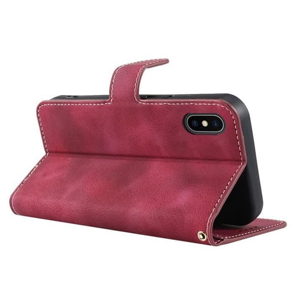 Mobilskal - ANNORLUNDA - iPhone X/XS - Premium PU-läder - Röd - 3 kortfack