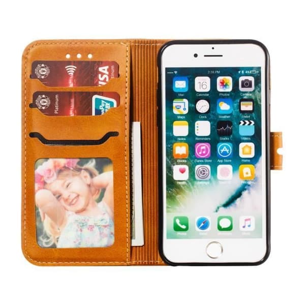 Pungetui - ANDERLEDES - iPhone 6 / 6S - PU-læder - Gul - Indbygget støtte