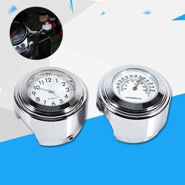 Motorcykelstyre klocka 7-8" 1" Styre Dashboard vit & Termometer STYRE