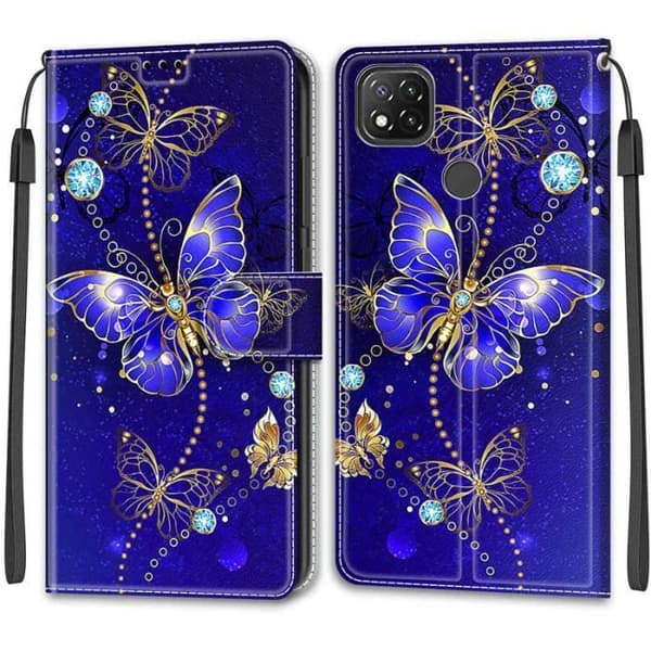 Skyddsfodral - ANNORLUNDA - iPhone 16/iPhone 16 pro/iPhone 16plus - Läder - Blå guld - Semi-styv