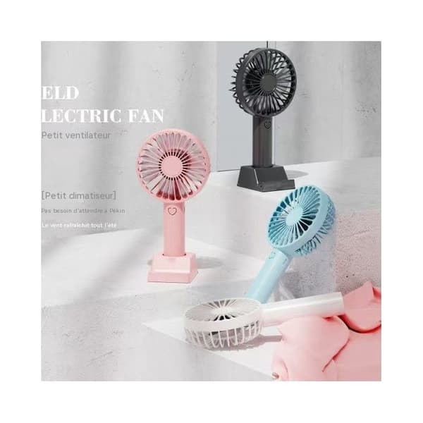 Mini bærbar ventilator, genopladelig lommeventilator med stativ. BRÆNDER