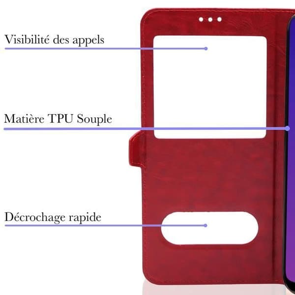 Coque - ANDERLEDES - iPhone 12 / 12 Pro - Dobbelt Vindue - Rød - Blød