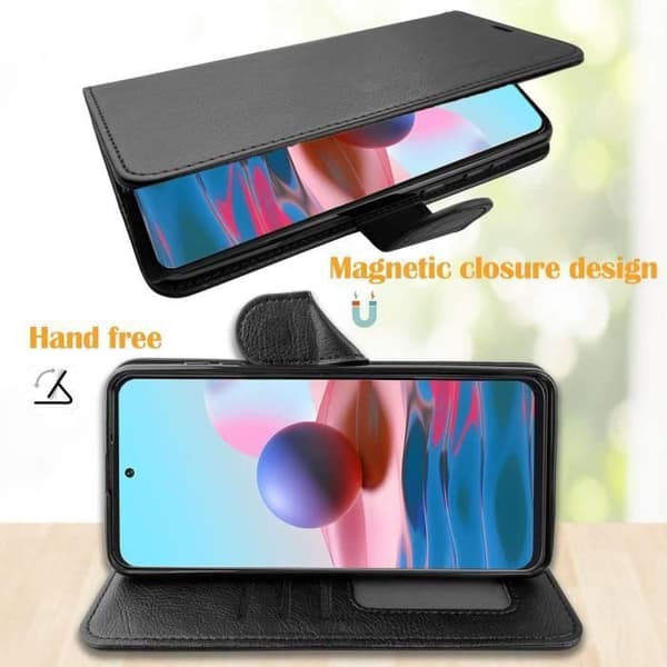 Fodral - ANNAT - Xiaomi Redmi Note 10 5G - Polyuretanläder - Magnetisk stängning - Multifunktionell