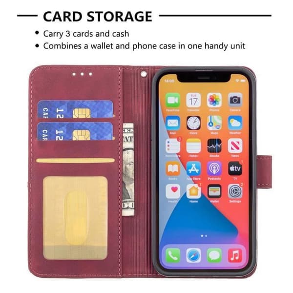 iPhone 13 Cover - ANDERLEDES - Pung - Rød - PU Læder - Stødabsorberende