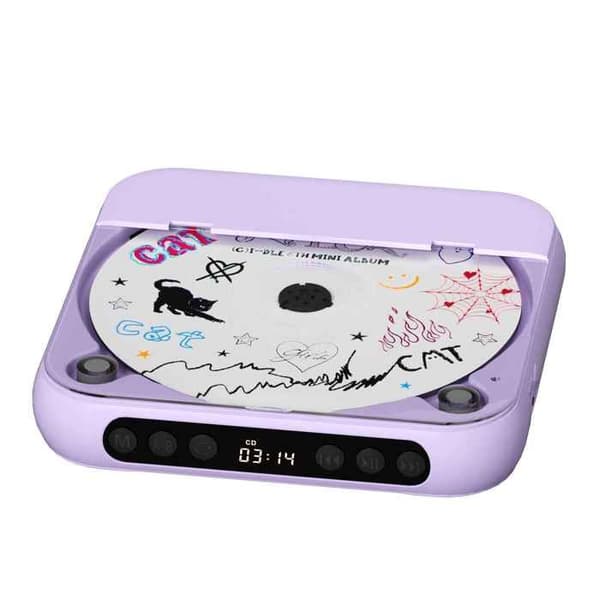 Bluetooth CD-afspiller - BYTELIKE - Mini Portable - Lilla - Bluetooth 5.3 - Batteri 2000 mAh - Højttaler 2W