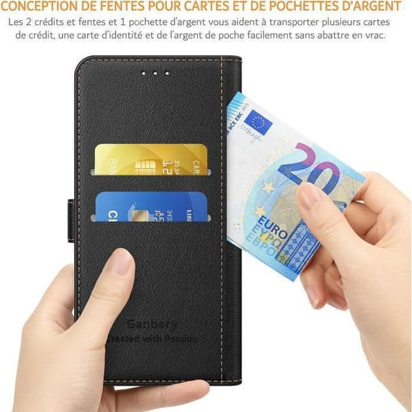 Coque - ANDERLEDES - Samsung Galaxy A26 5G - Læder - Sort - Multifunktionel med 2 kortpladser