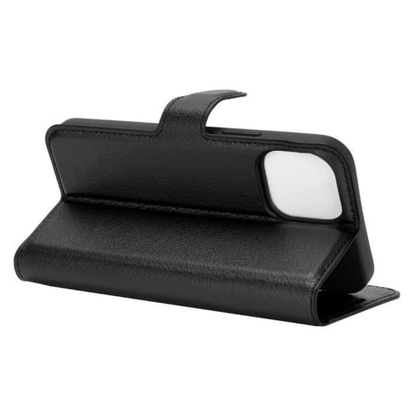 Plånboksfodral - ANNORLUNDA - iPhone 12 - Läder med mikrofiberfoder - Svart - Stötsäker och fallskydd
