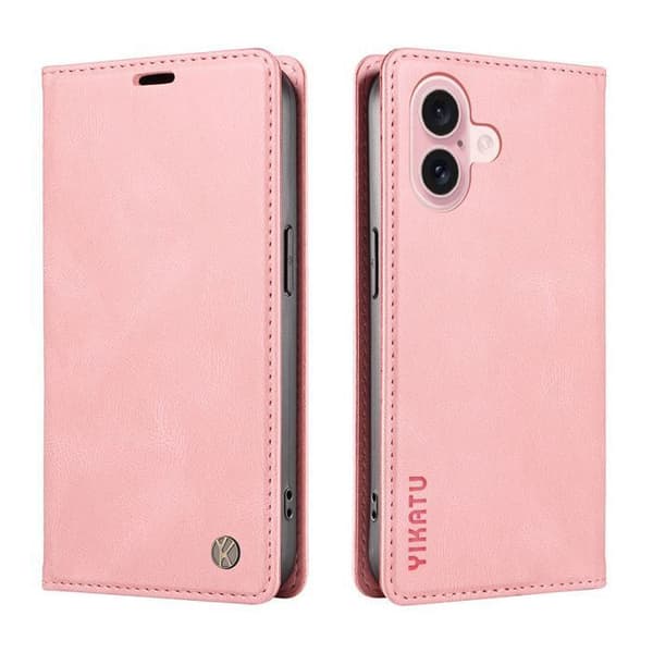 Skyddsfodral - ANNORLUNDA - iPhone 16 - PU-läder - Rosa - Magnetisk