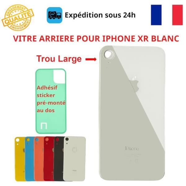 BAGGLAS TILBEHØR TIL IPHONE XR HVID KLÆBEMIDDEL STORT HUL RESERVEDELE TIL TELEFON