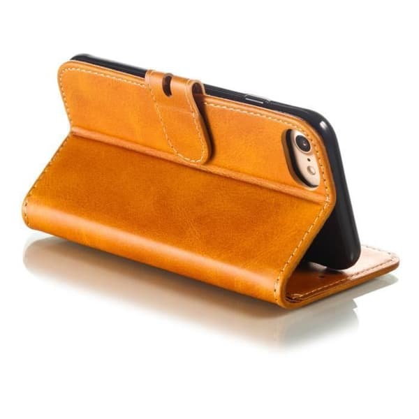 Pungetui - ANDERLEDES - iPhone 6 / 6S - PU-læder - Gul - Indbygget støtte