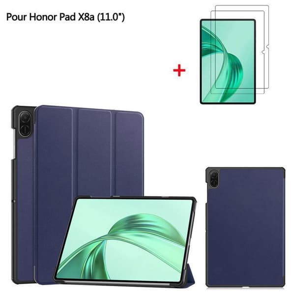 Tablet Fodral - ANNORLUNDA - Honor Pad X8a - PU Läder - Stötsäker - Skyddsglas 2 Pack