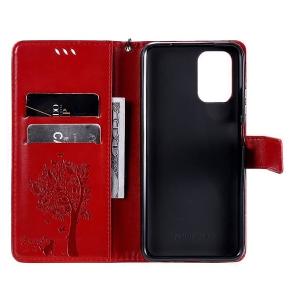 Mobilskal - ANNORLUNDA - Xiaomi Redmi Note 10 4G/Note 10S - Läder - Röd - Magnetisk