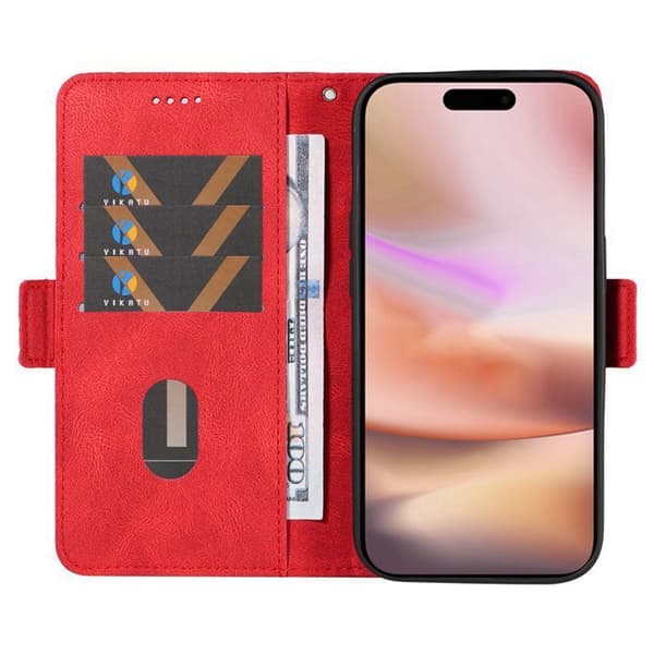 Etui med Klap - ANDERLEDES - iPhone 16 Plus - PU Læder - Magnetlukning - Rød