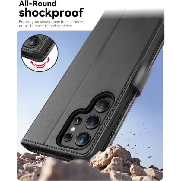 Coque - ANDERLEDES - Samsung Galaxy S25 Ultra - Premium læder - Multifunktionel - Sort