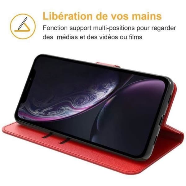 Telefonfodral - ANNORLUNDA - iPhone XR - PU-läder - Röd - Magnetflik