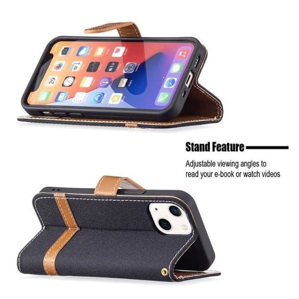 iPhone 13 mini Cover - ANDERLEDES - PU Læder - Sort - Magnetisk - Blød