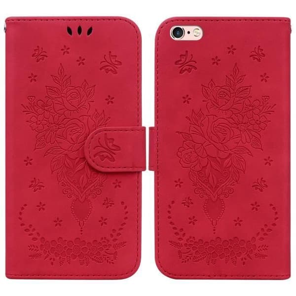 iPhone 6 Plus Cover - ANDERLEDES - Stødabsorberende - Blomster Mønster - Rød - Fleksibel