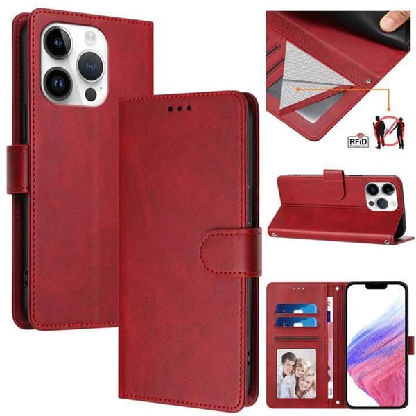 "Coque - ANDERLEDES - iPhone 15 Pro 6.1" - RFID-beskyttelse - PU-læder - Horisontalt stativ