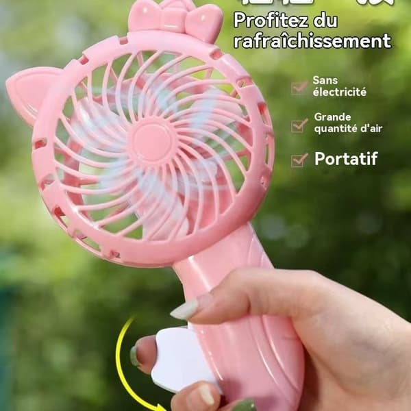 Mini bærbar ventilator, genopladelig lommeventilator med stativ. BRÆNDER