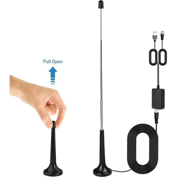 Antenne Radio DAB FM - CUNEARY - Forstærket - 75 Ohm - 3M - Sort