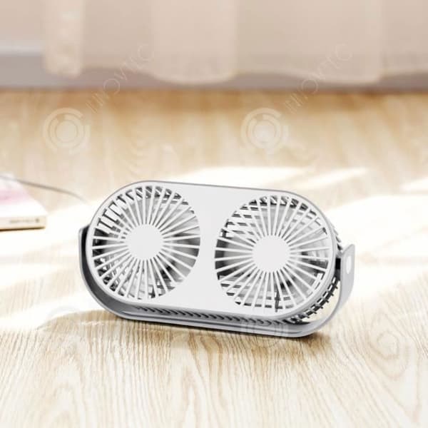 Mini Ventilator - ANDERLEDES - Bærbar - USB - 3 Hastigheder - Grå Hvid