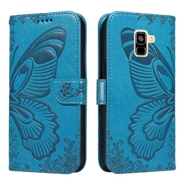 Coque - ANDERLEDES - Samsung Galaxy A6 (2018) - PU Læder - Ståfunktion - Blå