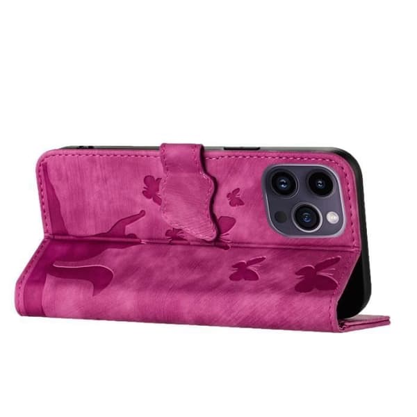 Telefonetui - ANDERLEDES - iPhone 15 PRO - Syntetisk læder - Rosa - Magnetisk