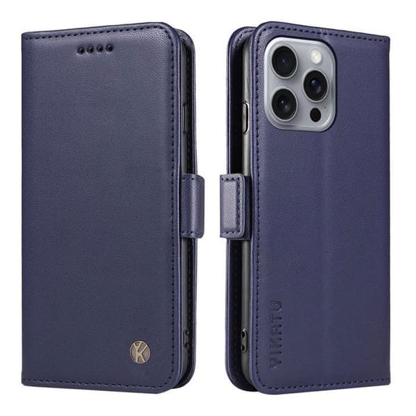 Plånboksfodral - ANNORLUNDA - iPhone 16 Pro Max - PU-läder - Magnetisk - Saphirblå