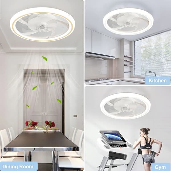 LED loftventilator - PRUMYA - 48 cm - 6 hastigheder - 3 temperaturer (dæmpbar)