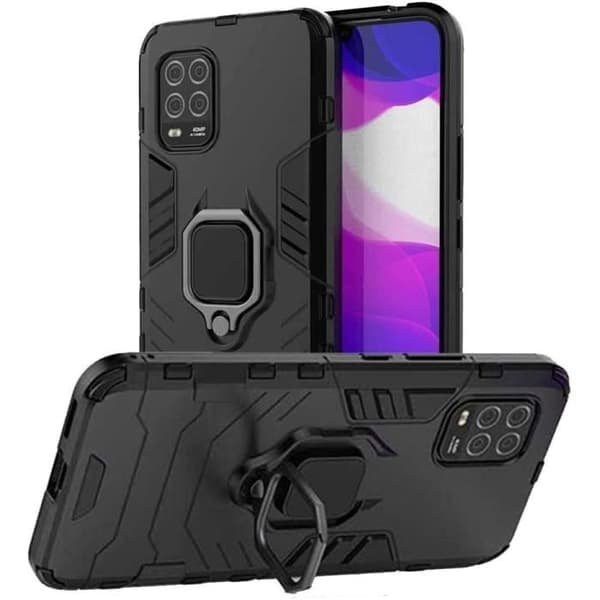 Telefoncover - ANDERLEDES - Mi 10 Lite 5G - Slidstærk - Stødabsorberende - Foldsupport Ring Sort